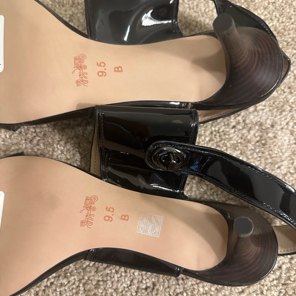 Coach Black Patent Leather Slingback Sandals - Picture 10 of 11